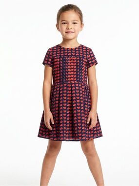 Little Marc Jacobs Girls' Navy Dress with Red Heart Print size 10
